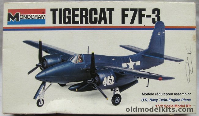 Monogram 1/72 Grumman Tigercat F7F-3 - (F7F3) - White Box Issue, 6813 plastic model kit